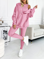 Women's 3-Piece Hoodie & Leggings Comfort Set | Soft Cozy Loungewear Outfit