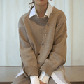 Women's Loose Fit Knit Cardigan | Casual Oversized Button-Up Sweater – Beige