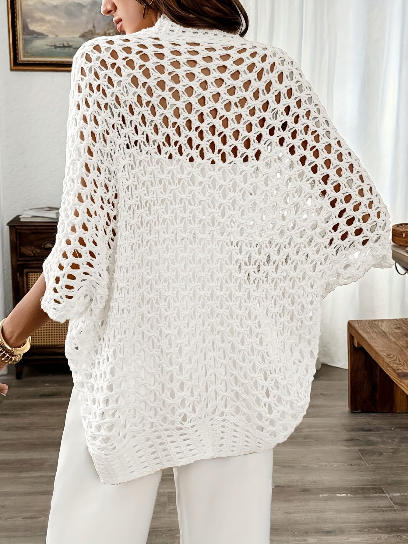 Women's Light Boho Knit Cardigan with Batwing Sleeves