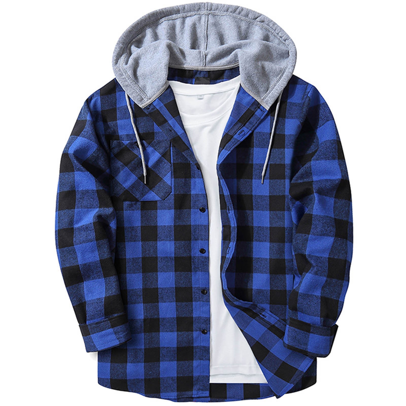 Men's Casual Plaid Hoodie Shirt