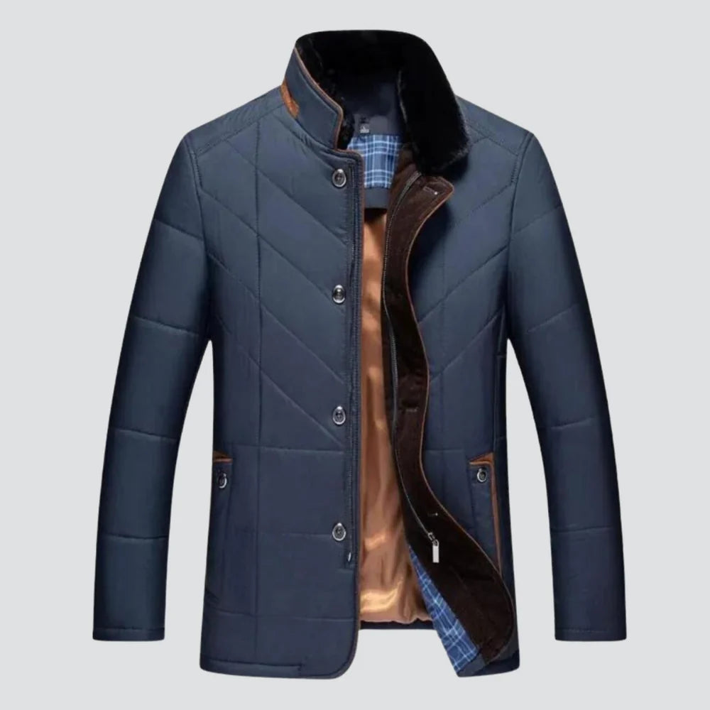 Men's Elegant Winter Overcoat with Stand Collar