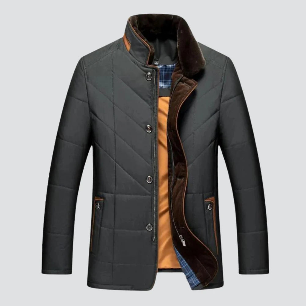 Men's Elegant Winter Overcoat with Stand Collar