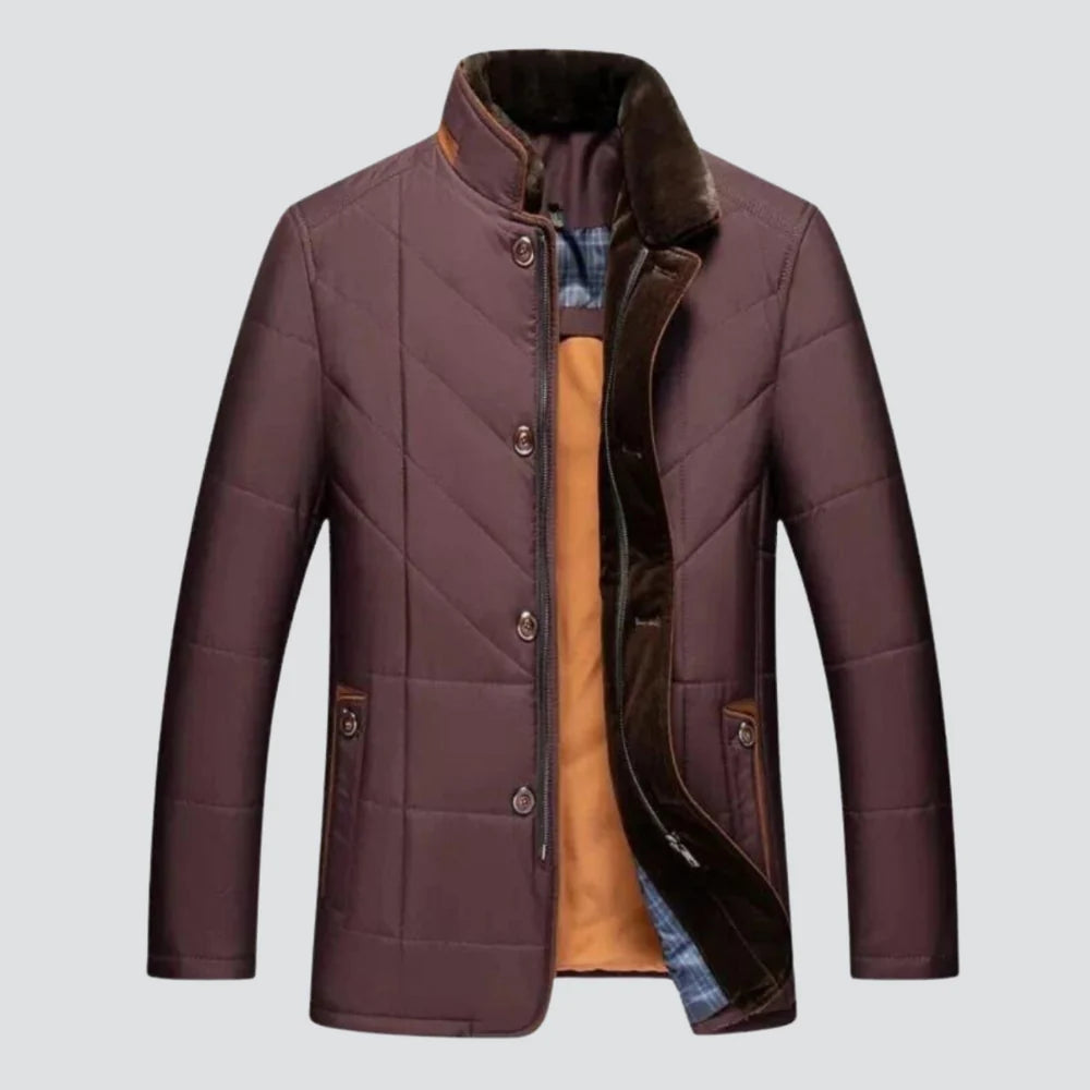 Men's Elegant Winter Overcoat with Stand Collar
