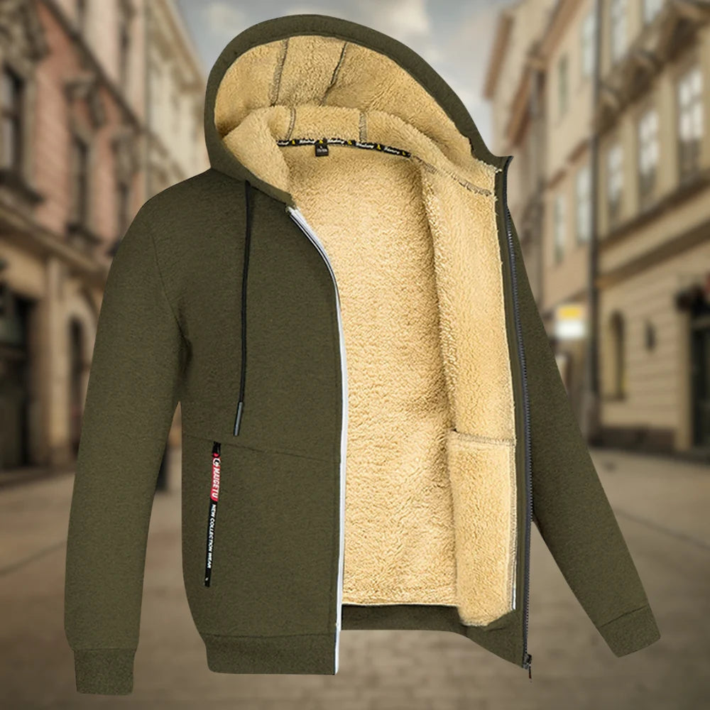 Men's Warm Fleece-Lined Hoodie Jacket