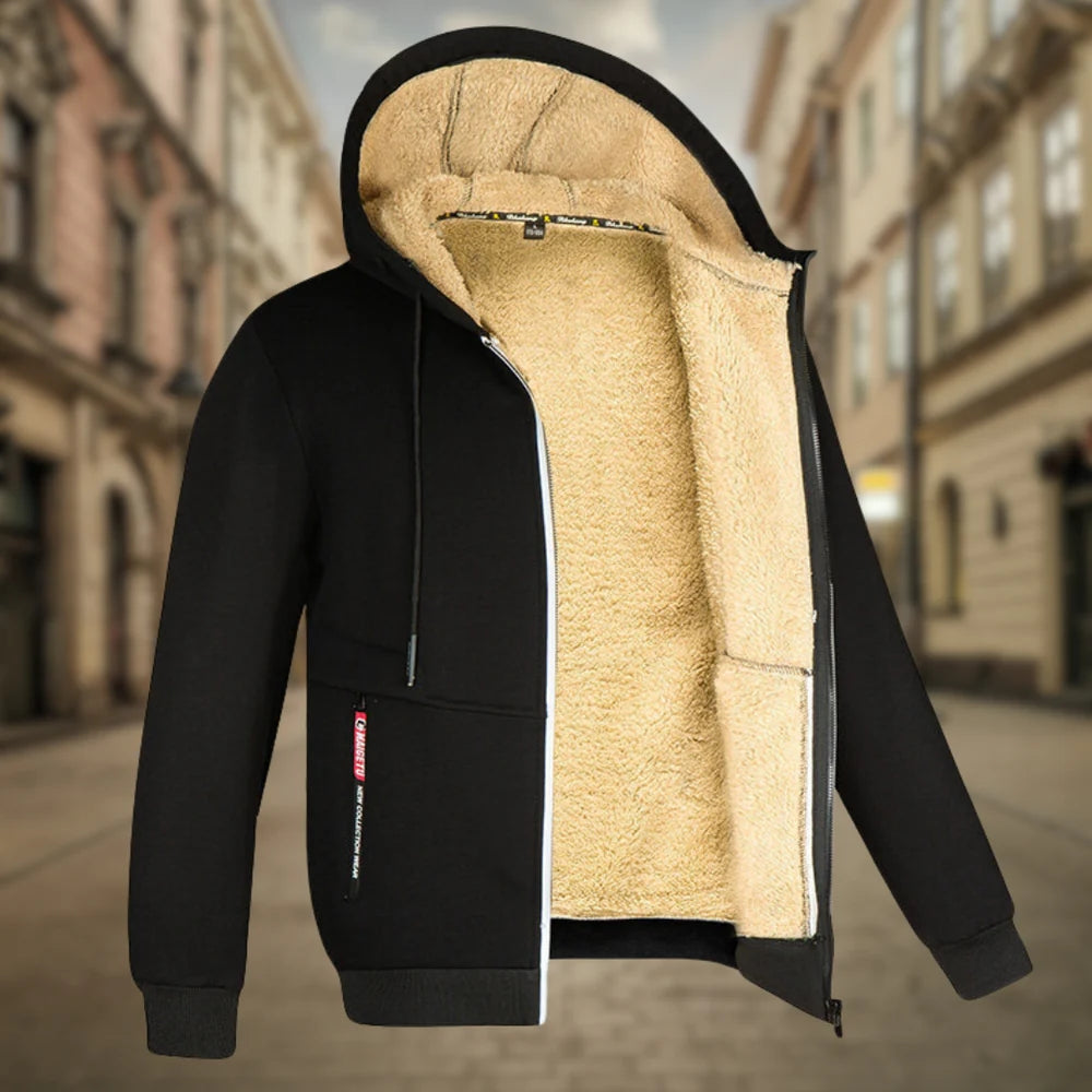 Men's Warm Fleece-Lined Hoodie Jacket