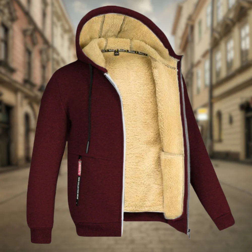 Men's Warm Fleece-Lined Hoodie Jacket