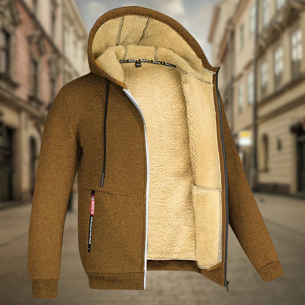 Men's Warm Fleece-Lined Hoodie Jacket