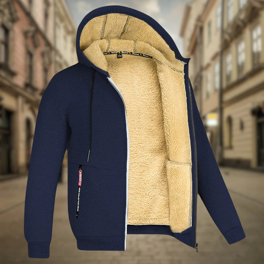 Men's Warm Fleece-Lined Hoodie Jacket