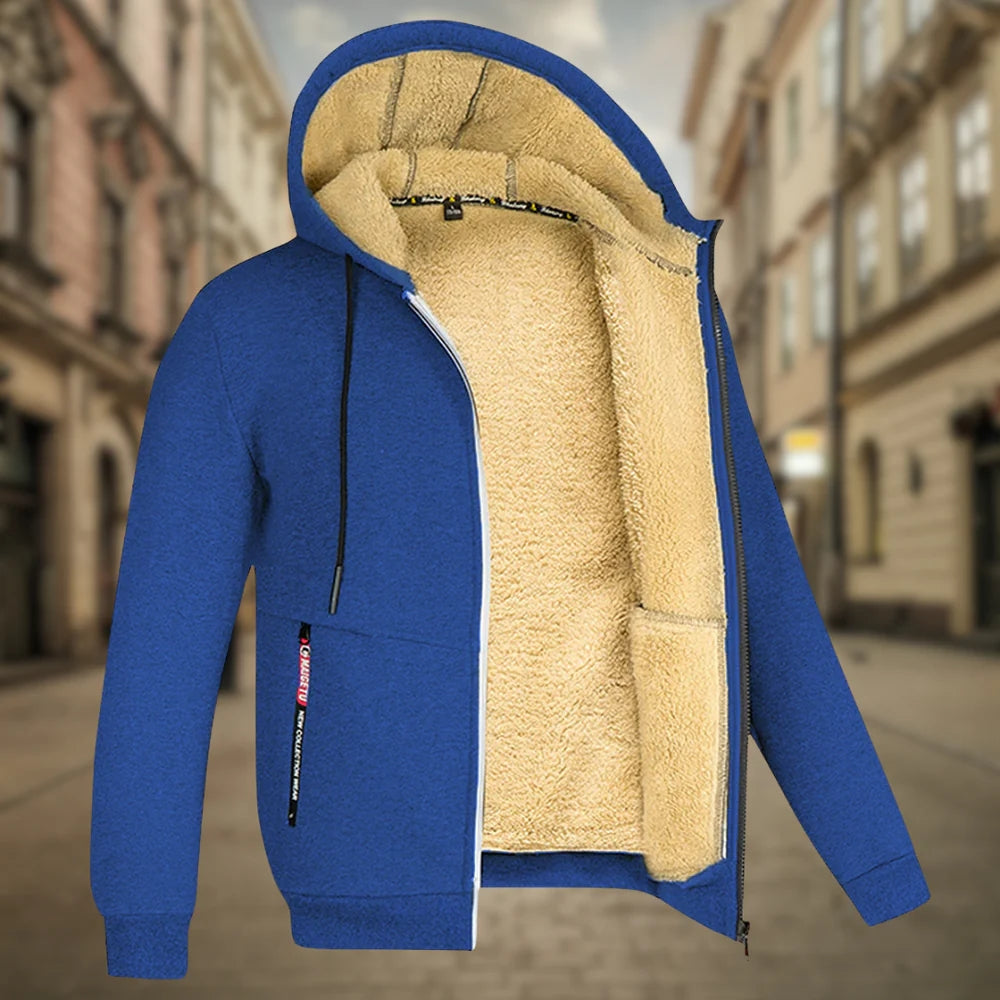 Men's Warm Fleece-Lined Hoodie Jacket