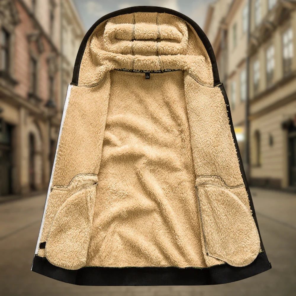 Men's Warm Fleece-Lined Hoodie Jacket
