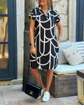 Women's Stylish Midi Dress with Short Sleeves