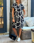 Women's Stylish Midi Dress with Short Sleeves