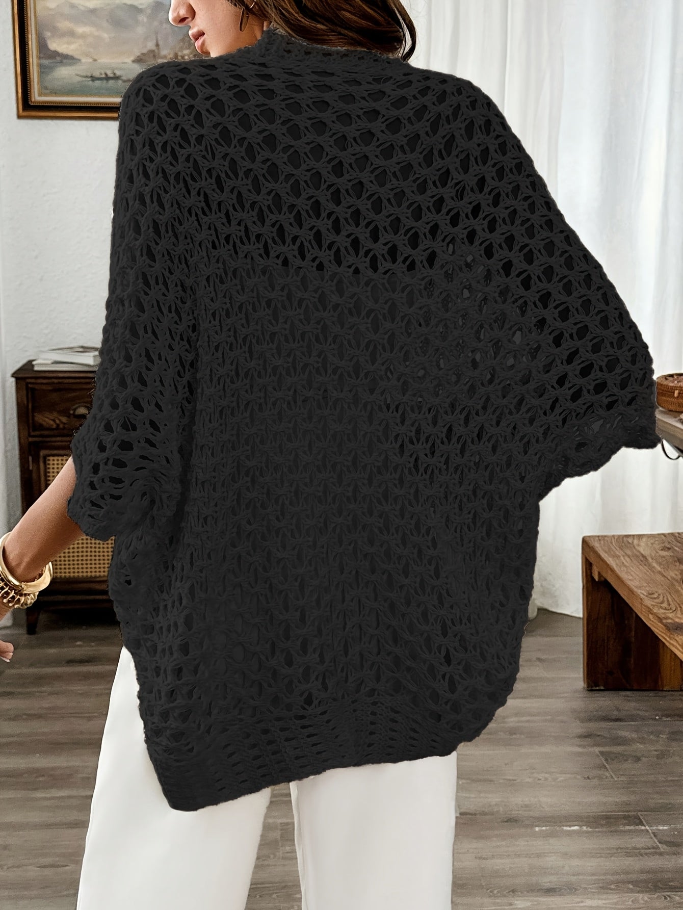 Women's Light Boho Knit Cardigan with Batwing Sleeves
