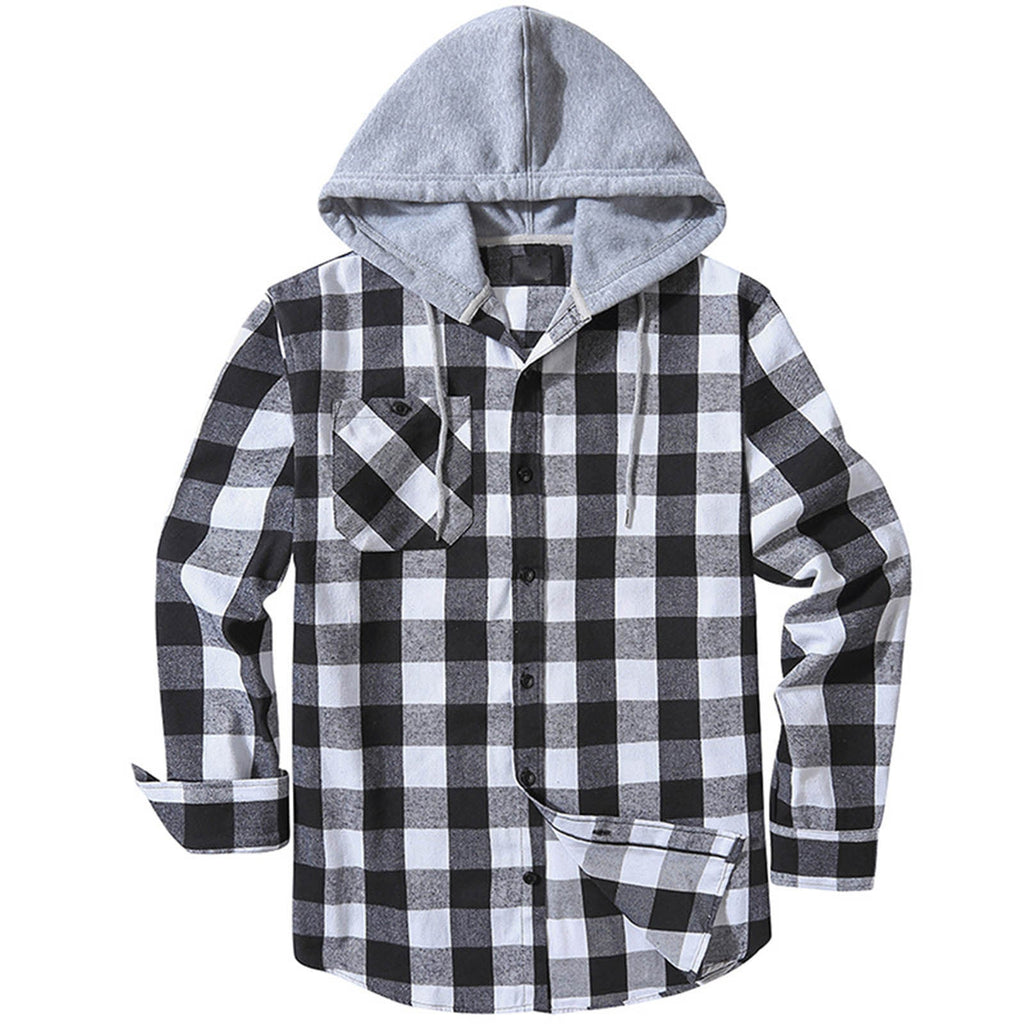 Men's Casual Plaid Hoodie Shirt
