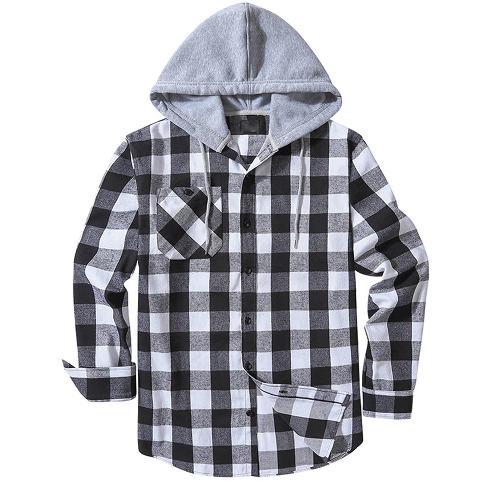 Men's Casual Plaid Hoodie Shirt