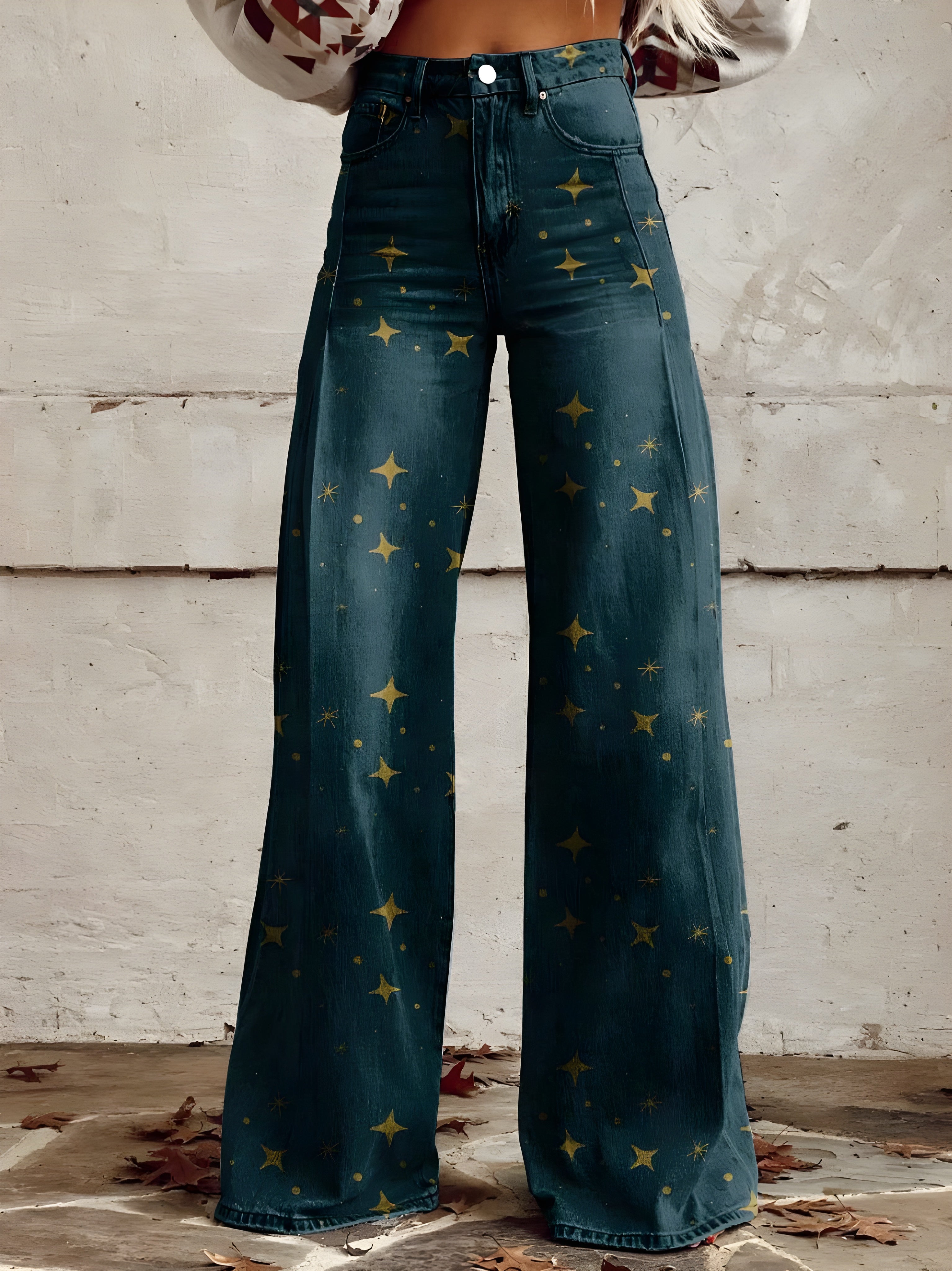 Women's Boho Floral Wide-Leg Pants | High Waist Vintage Print Trousers