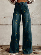 Women's Boho Floral Wide-Leg Pants | High Waist Vintage Print Trousers