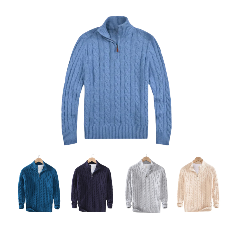 Men's Knit Half-Zip Sweater | Comfortable Classic Pullover with Stylish Zipper Detail