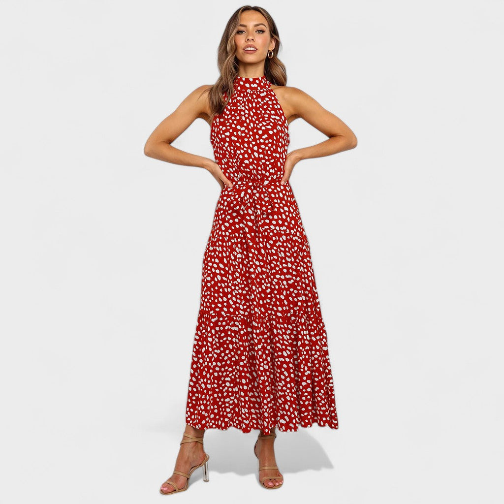 Women's Elegant Polka Dot Maxi Dress