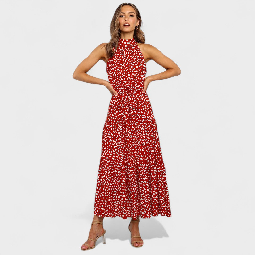 Women's Elegant Polka Dot Maxi Dress