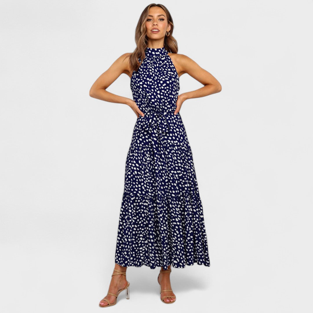 Women's Elegant Polka Dot Maxi Dress