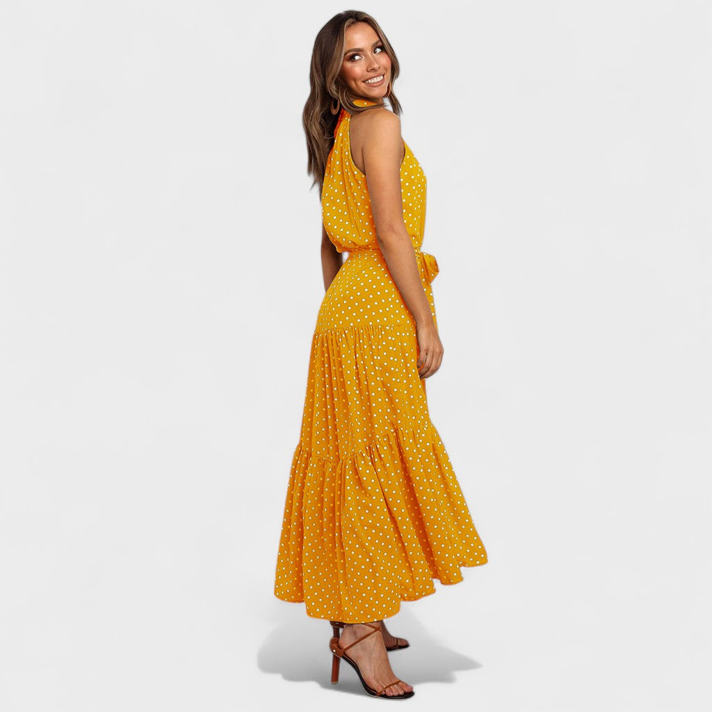 Women's Elegant Polka Dot Maxi Dress