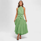 Women's Elegant Polka Dot Maxi Dress