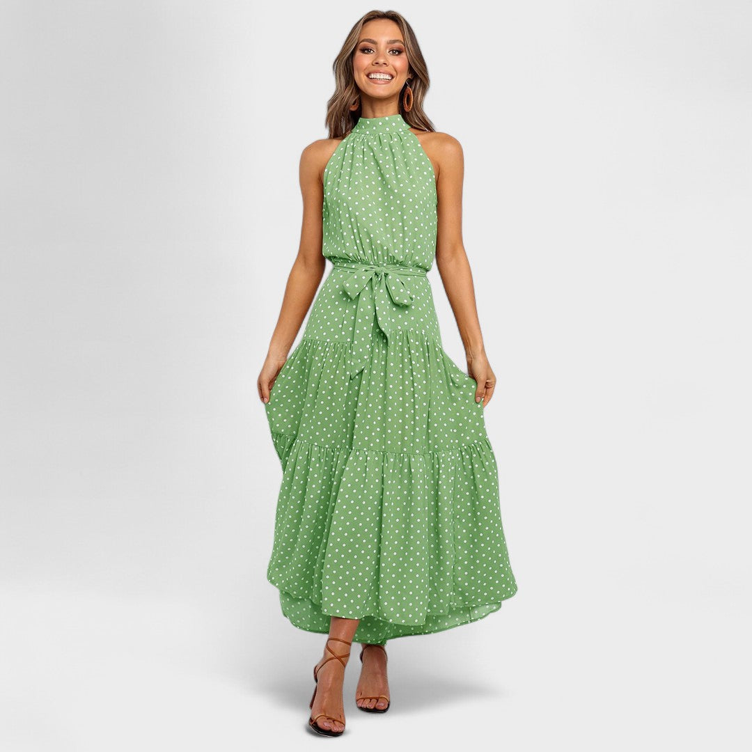Women's Elegant Polka Dot Maxi Dress