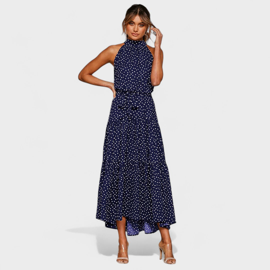 Women's Elegant Polka Dot Maxi Dress