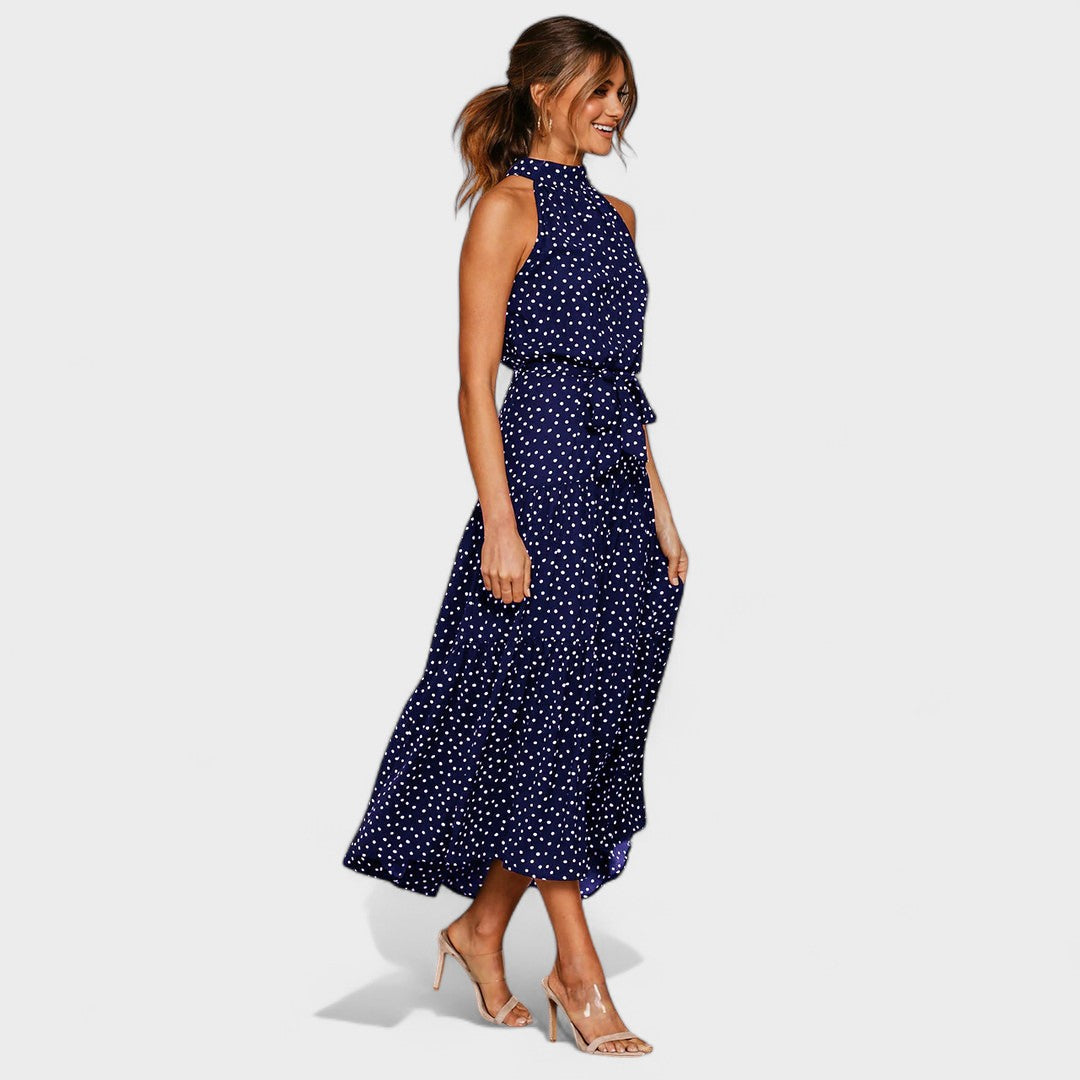 Women's Elegant Polka Dot Maxi Dress
