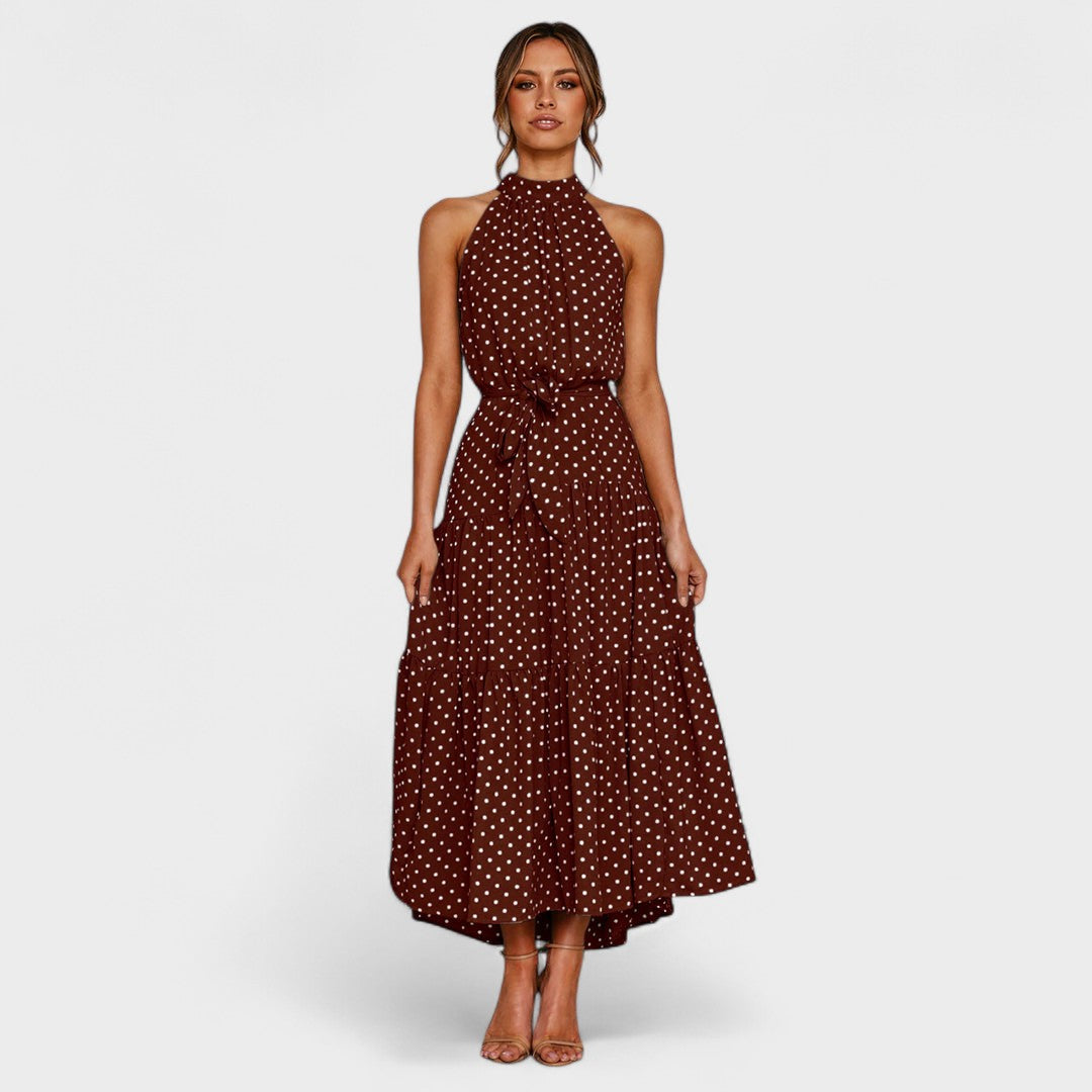 Women's Elegant Polka Dot Maxi Dress