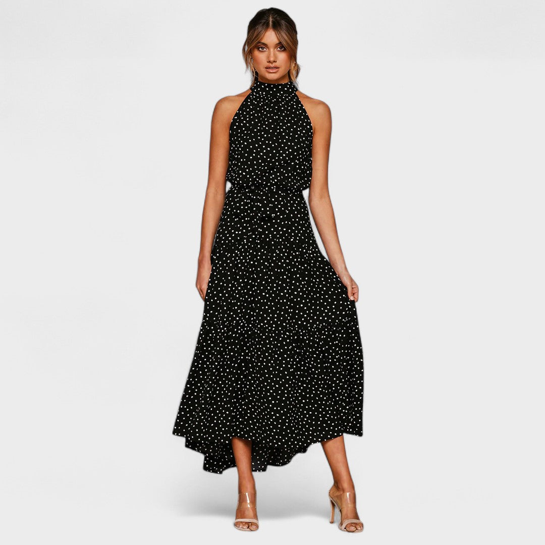 Women's Elegant Polka Dot Maxi Dress