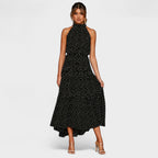 Women's Elegant Polka Dot Maxi Dress