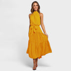 Women's Elegant Polka Dot Maxi Dress