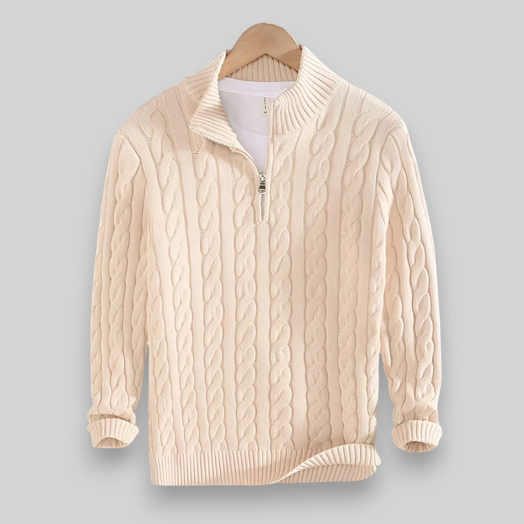 Men's Knit Half-Zip Sweater | Comfortable Classic Pullover with Stylish Zipper Detail