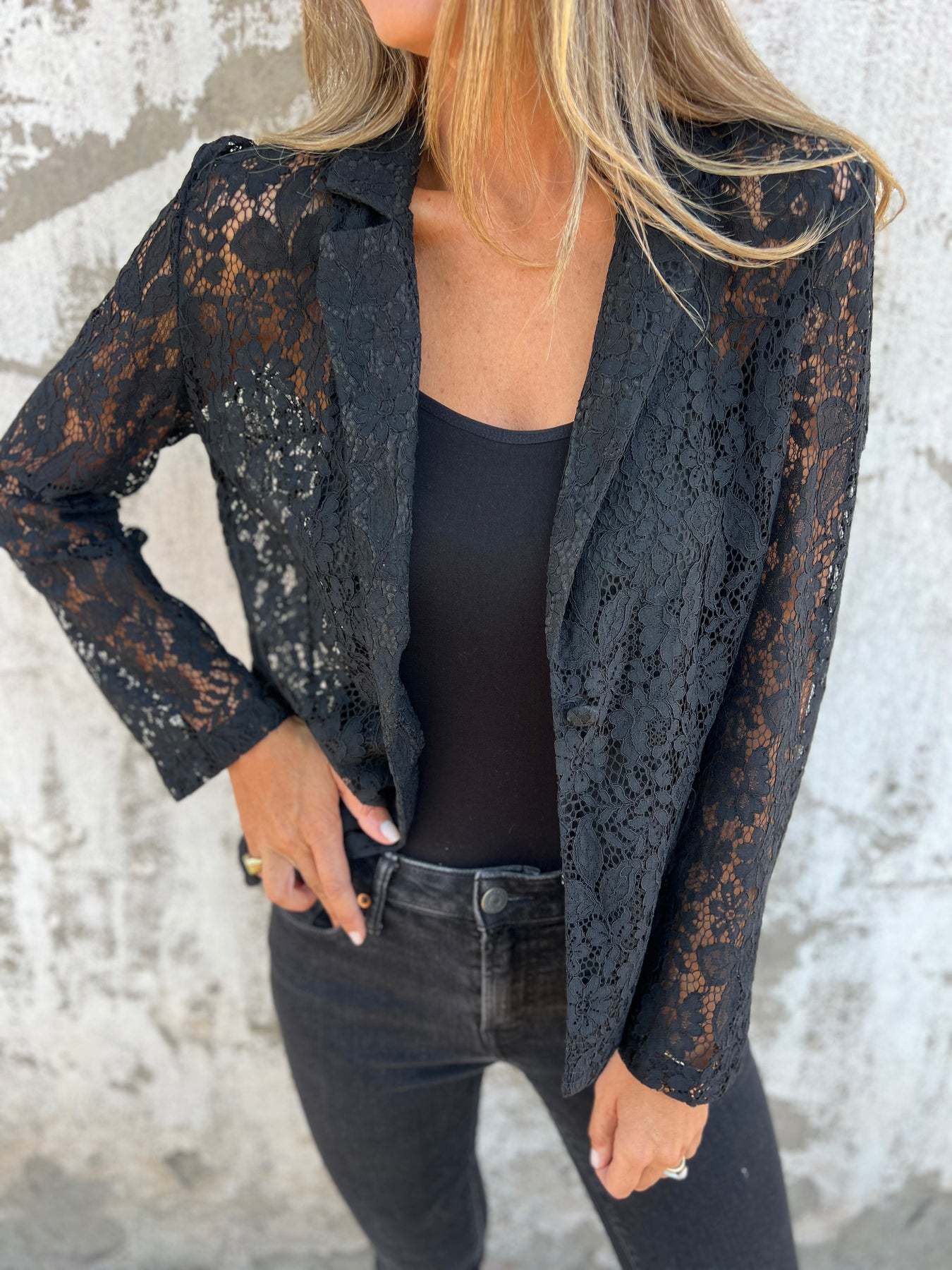Women's Transparent Lace Blazer