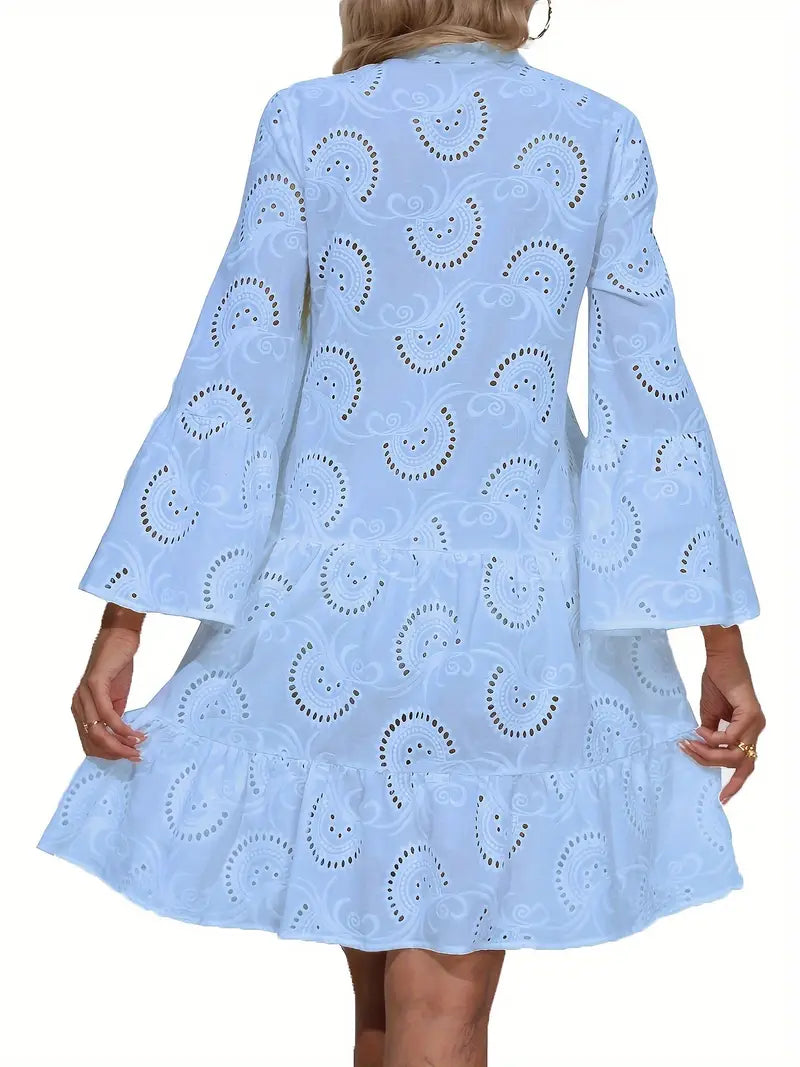 Women's Airy V-Neck Shirt Dress with Elegant Details