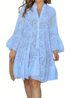 Women's Airy V-Neck Shirt Dress with Elegant Details