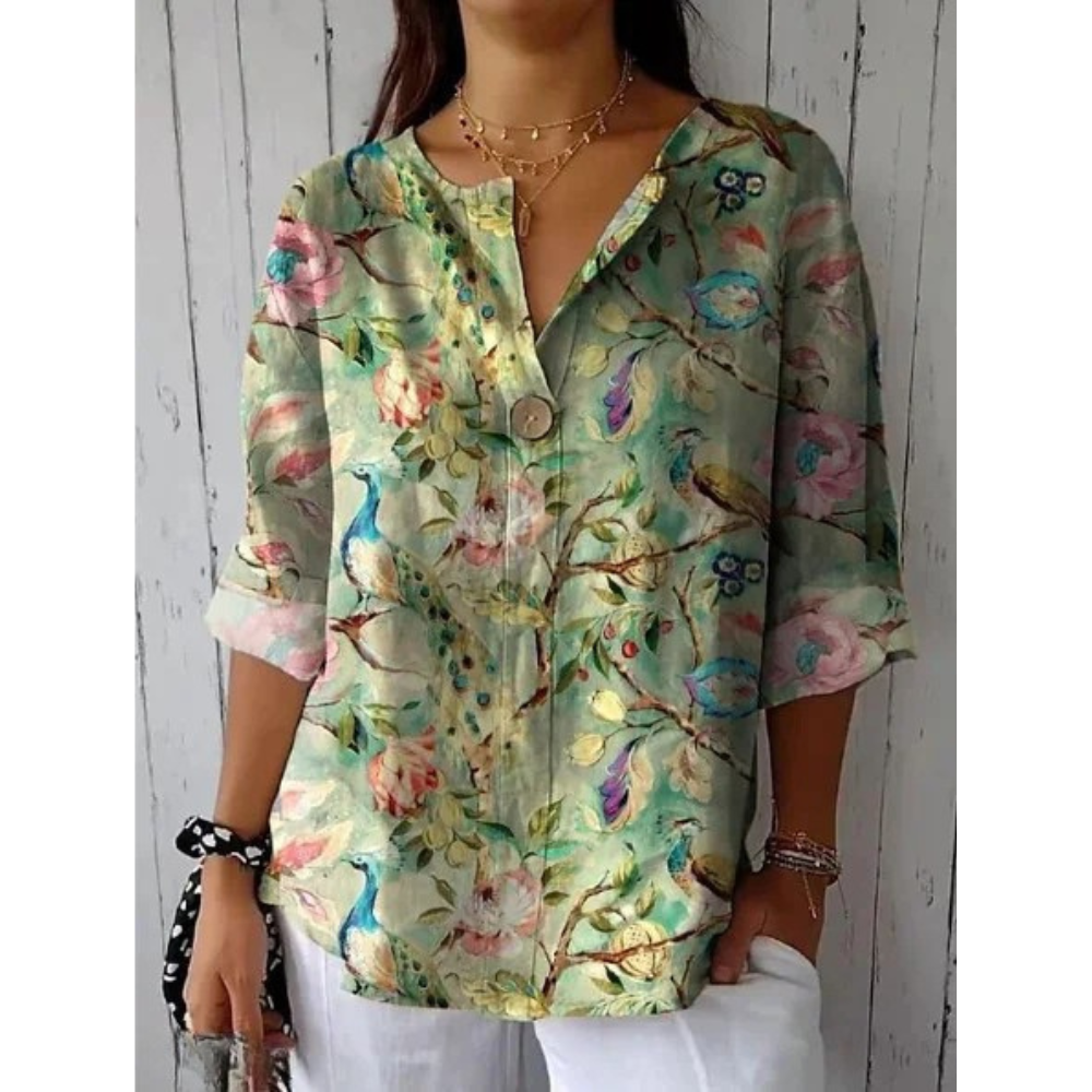 Women's Elegant Floral Print Blouse
