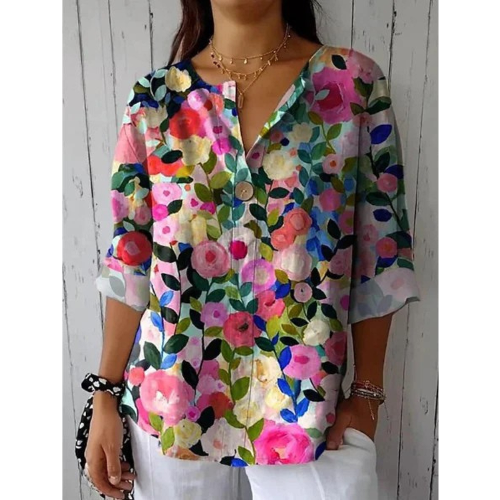 Women's Elegant Floral Print Blouse