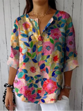 Women's Elegant Floral Print Blouse
