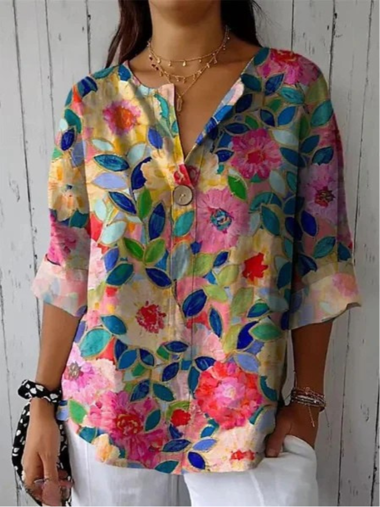 Women's Elegant Floral Print Blouse