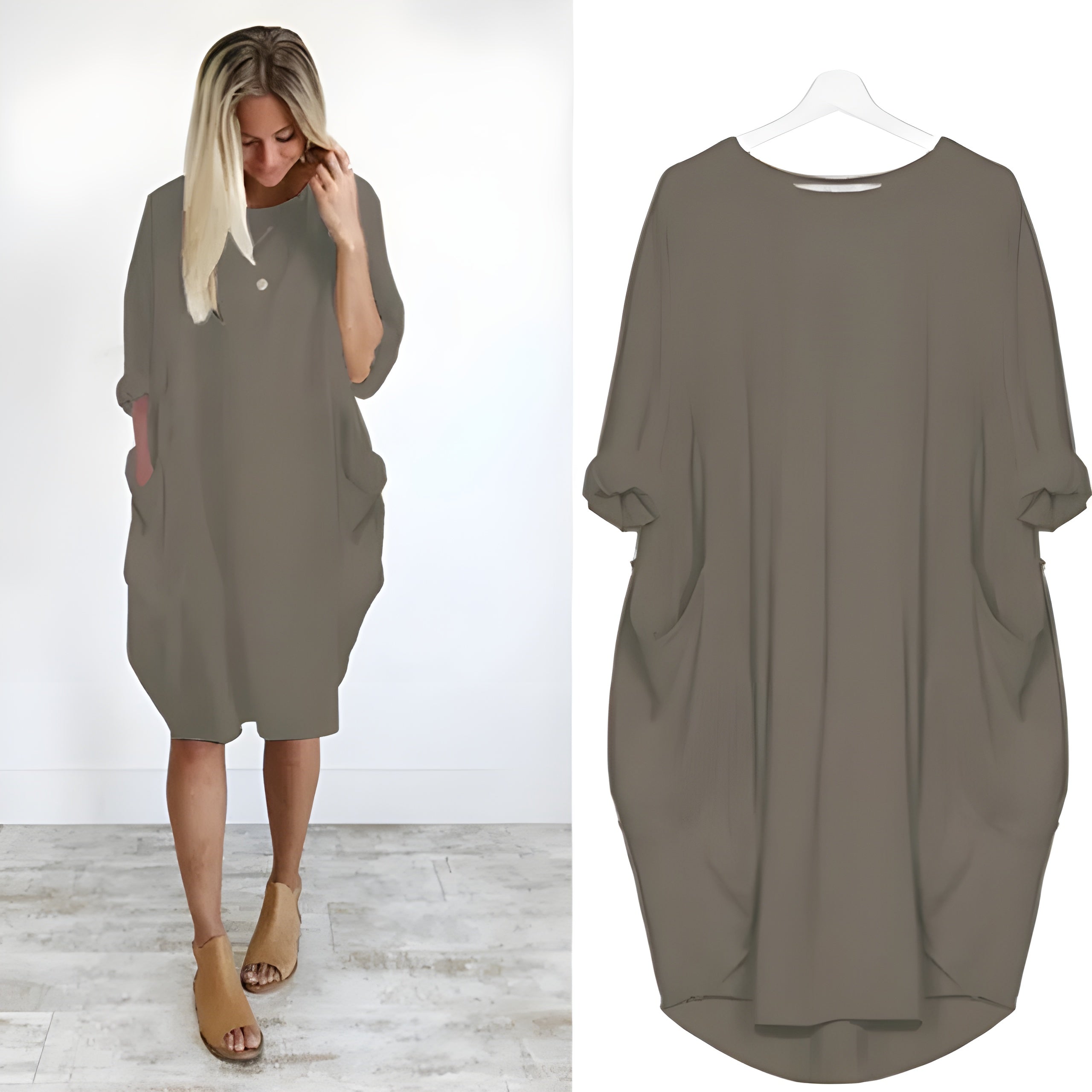 Women's Oversized Loose Casual Dress with Pockets | Relaxed Fit Everyday Midi Dress