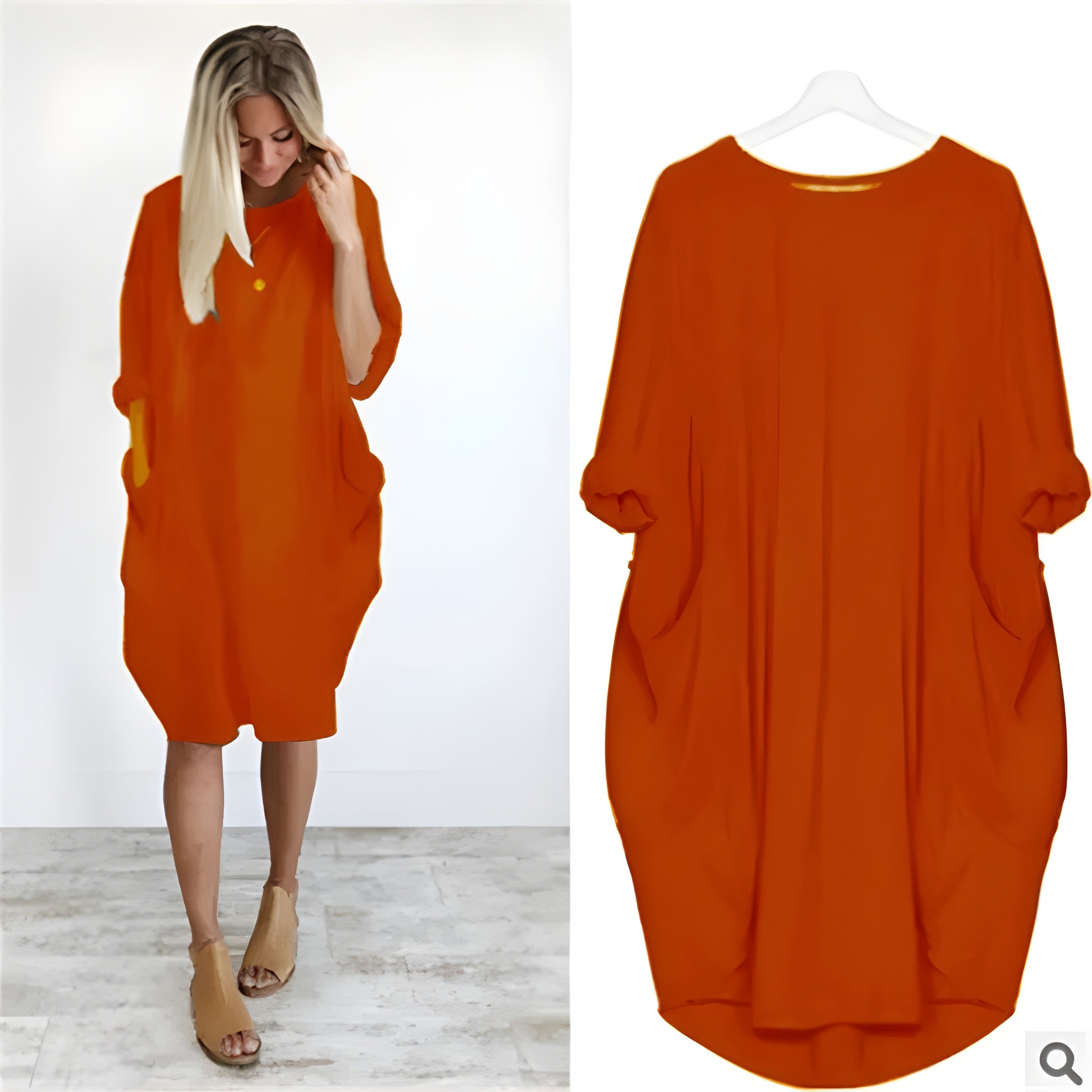 Women's Oversized Loose Casual Dress with Pockets | Relaxed Fit Everyday Midi Dress