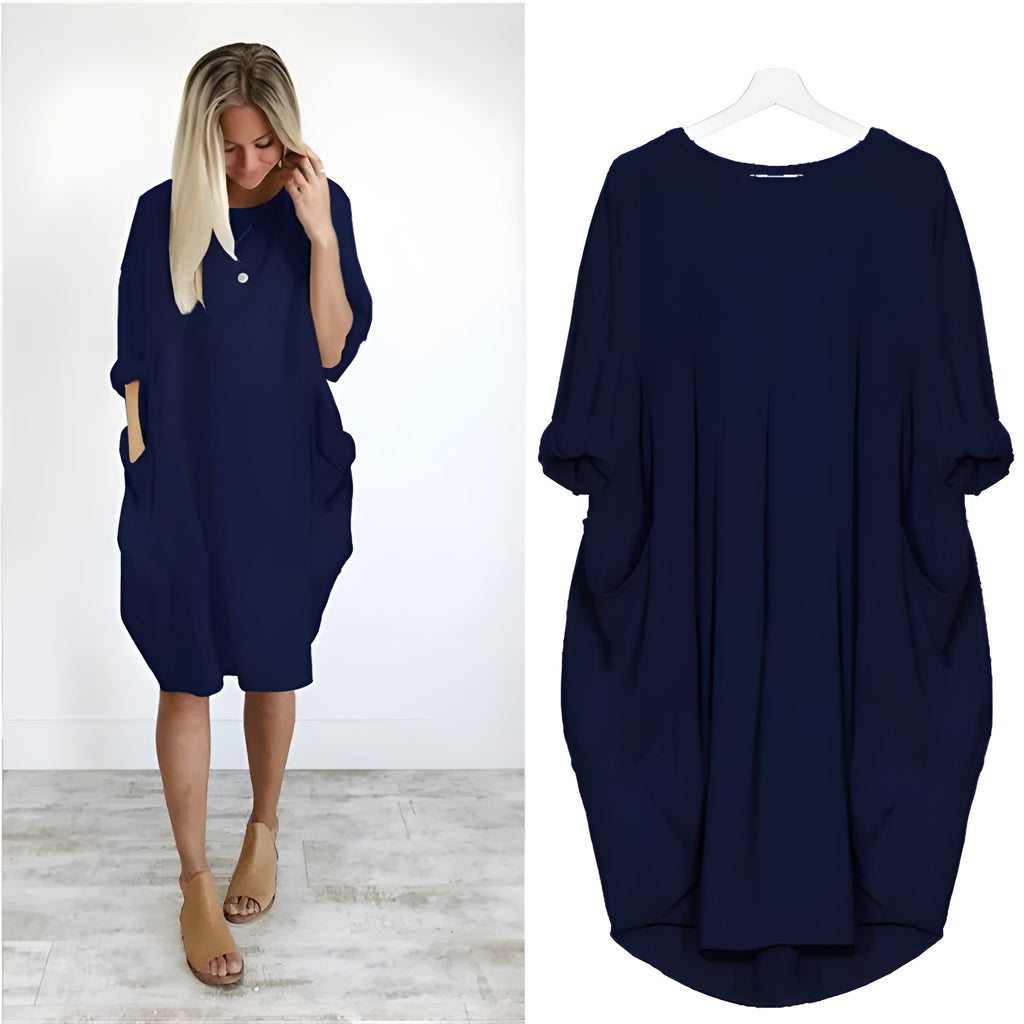 Women's Oversized Loose Casual Dress with Pockets | Relaxed Fit Everyday Midi Dress