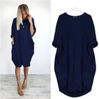 Women's Oversized Loose Casual Dress with Pockets | Relaxed Fit Everyday Midi Dress
