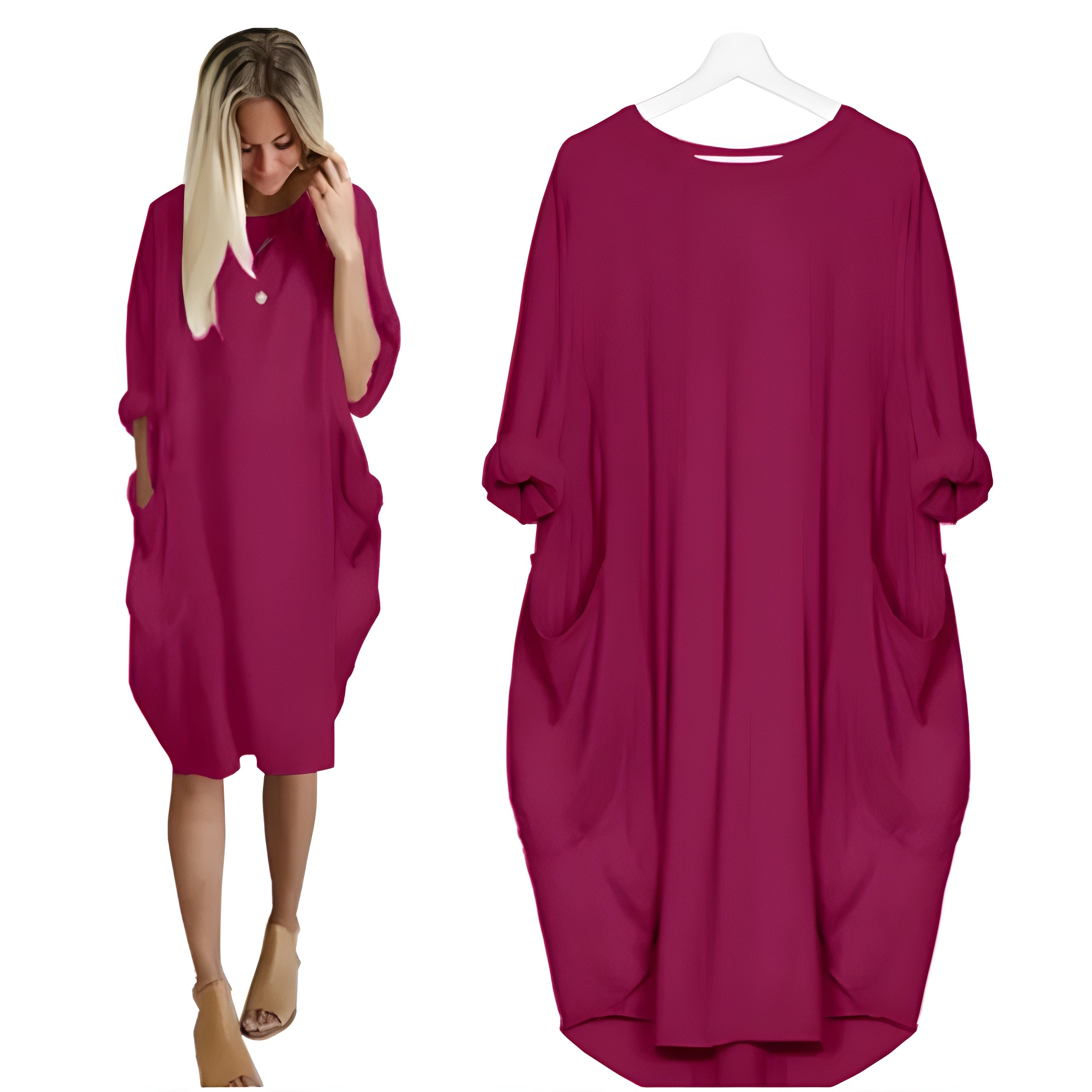 Women's Oversized Loose Casual Dress with Pockets | Relaxed Fit Everyday Midi Dress