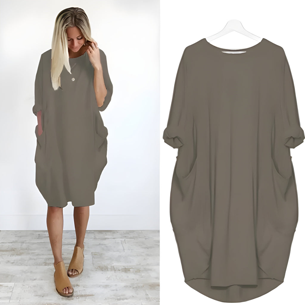 Women's Oversized Loose Casual Dress with Pockets | Relaxed Fit Everyday Midi Dress