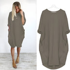Women's Oversized Loose Casual Dress with Pockets | Relaxed Fit Everyday Midi Dress