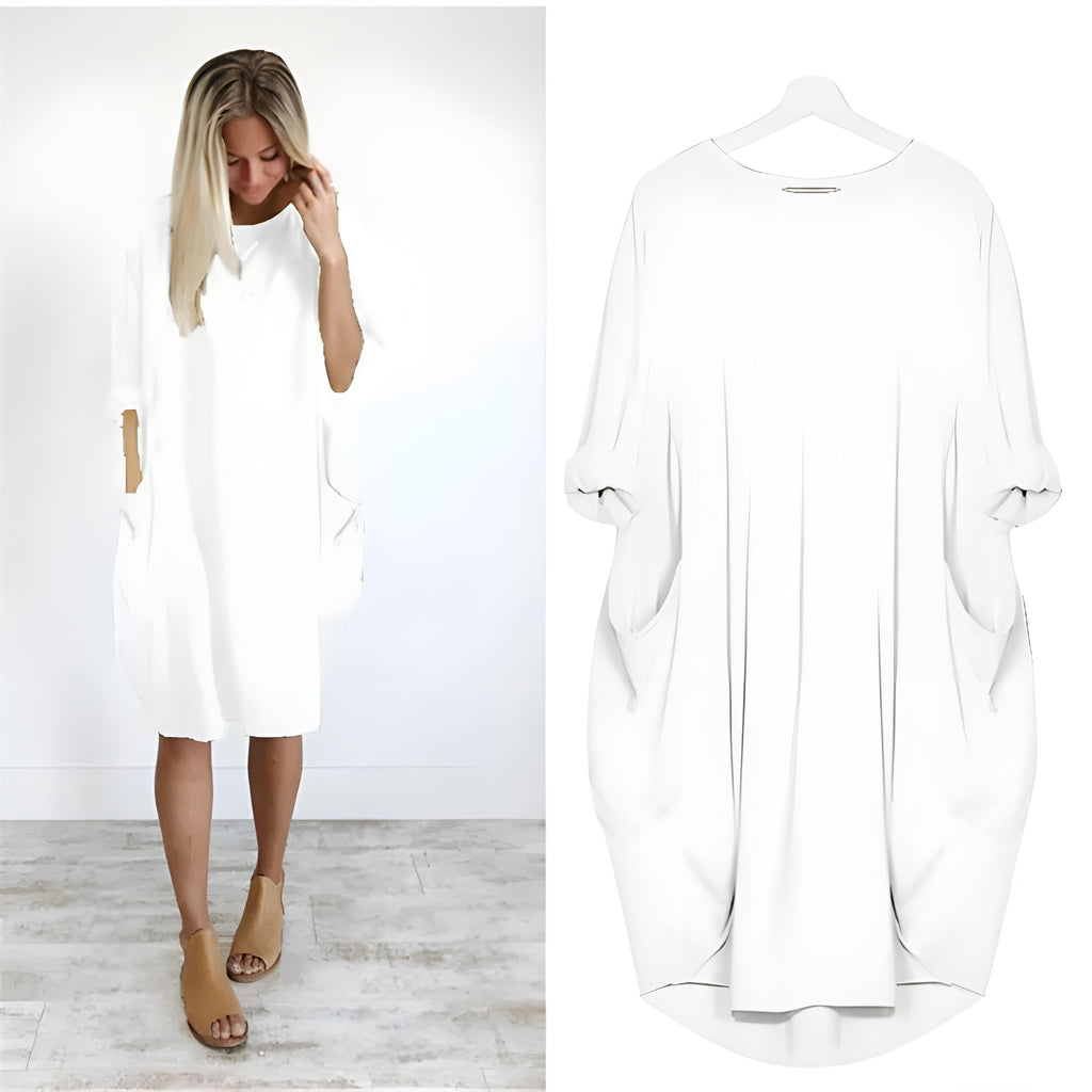 Women's Oversized Loose Casual Dress with Pockets | Relaxed Fit Everyday Midi Dress